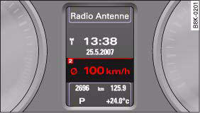 Fig. 8 Dashboard: Display in instrument cluster (automatic gearbox)