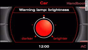 Display: Adjusting brightness of warning lamp