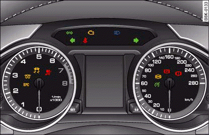 Instrument cluster with warning and indicator lamps