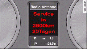 Instrument cluster display: Service interval display