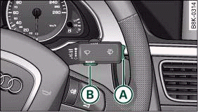 Windscreen wiper lever: On-board computer controls