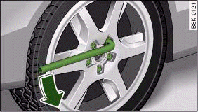 Changing a wheel: Loosening wheel bolts