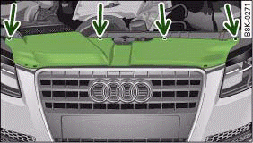 Trim panel: Attachment points are marked by arrows