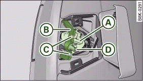 The retaining clip for the bulb carrier has a guide pin