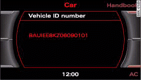 MMI display: Vehicle identification number