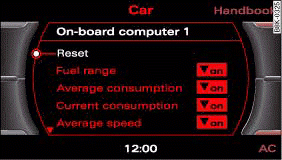 MMI display: On-board computer