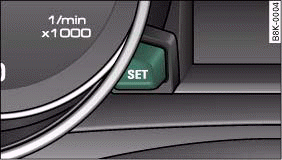 Detail of the instrument cluster: SET button