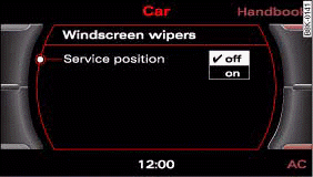 MMI display: Windscreen wipers
