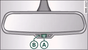 Anti-dazzle interior mirror: On/off button with indicator lamp