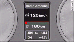 Symbol and speed display while in cruise mode (permanent display)
