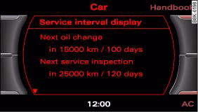 Fig. 15 MMI display: Service interval display