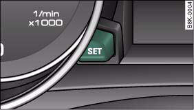 Fig. 22 Detail of the instrument cluster: SET button