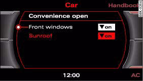 Fig. 46 MMI display: Convenience open menu