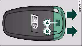 Fig. 31 Remote control key: Removing the emergency key