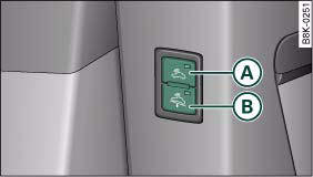 Fig. 40 Front end of the driver's door: Swtiches for interior monitor and