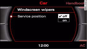 Fig. 64 MMI display: Windscreen wipers