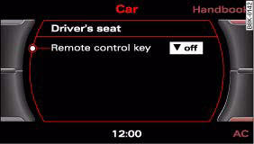 Fig. 74 MMI display: Driver's seat