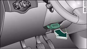 Fig. 130 Lever beneath steering column