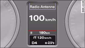 Fig. 138 Symbol and speed display while in cruise mode (shortterm display)