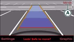 Fig. 150 MMI display: Aligning the vehicle with the help of the blue area