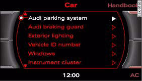 Fig. 153 MMI display: Selection menu