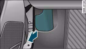 Fig. 210 Detail of footwell on driver's side: Release lever