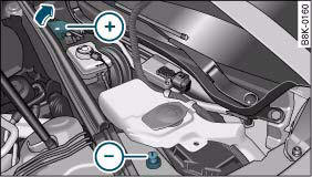 Fig. 217 Engine compartment: Terminals for jump leads and battery charger