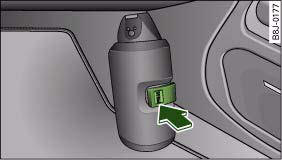 Fig. 224 Fire extinguisher in footwell on front passenger's side