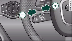 Control lever for: Setting the distance
