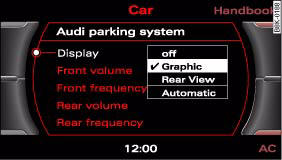 Display: Settings for parking aid