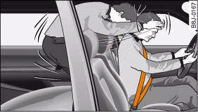 A rear passenger not wearing a seat belt can be thrown forwards