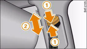 Belt height adjustment for the front seats: guide fitting