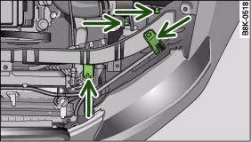 Headlight unit: Attachment points are marked by arrows