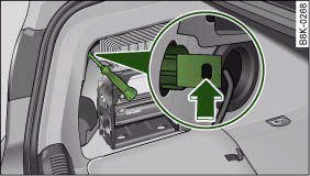 Luggage compartment: Location of retaining screw for rear light